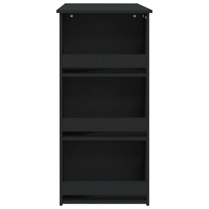 Бар маса с рафтове, черна, 102x50x103,5 см, инженерно дърво