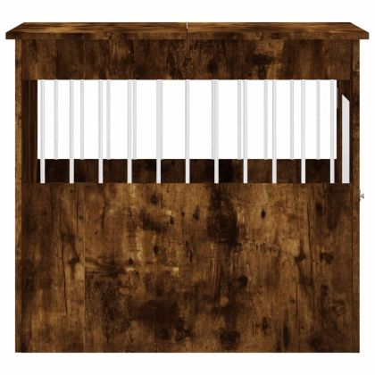 Клетка за куче мебел, опушен дъб, 64,5x80x71см, инженерно дърво