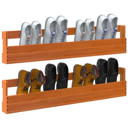 Стенни рафтове за обувки 2 бр восъчнокафяв 110x8,5x23,5 см