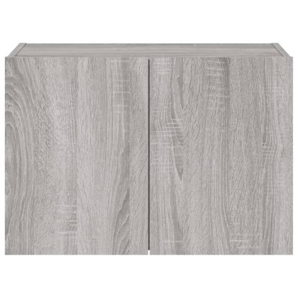 Стенен ТВ шкаф с LED осветление, сив сонома, 60x35x41 см