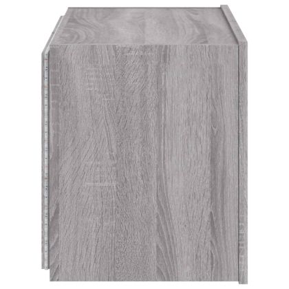 Стенен ТВ шкаф с LED осветление, сив сонома, 60x35x41 см