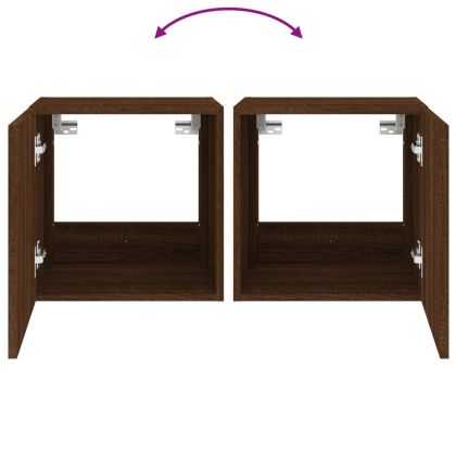 Стенен ТВ шкаф с LED осветление, кафяв дъб, 40,5x35x40 см