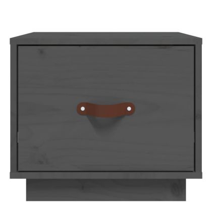 Нощни шкафчета, 2 бр, сиви, 40x34x35 см, борово дърво масив