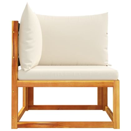 Ъглов градински диван с възглавници, дърво, акация и ратан