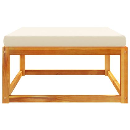 Градинска табуретка с възглавница, 65x65x29 см, акация масив