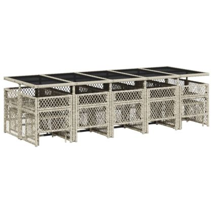 Градински комплект с възглавници 15 части полиратан светлосив