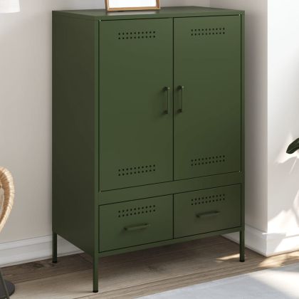 Висок шкаф, маслинено, 68x39x101,5 см, студеновалцувана стомана
