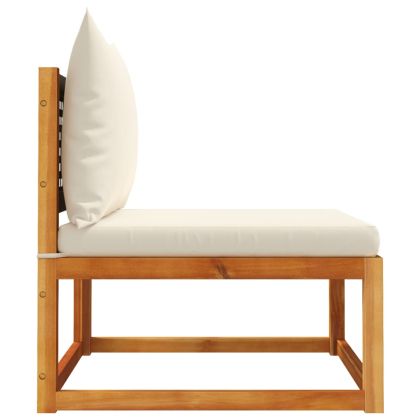 Градински диван без подлакътници с възглавници, дърво, акация и ратан