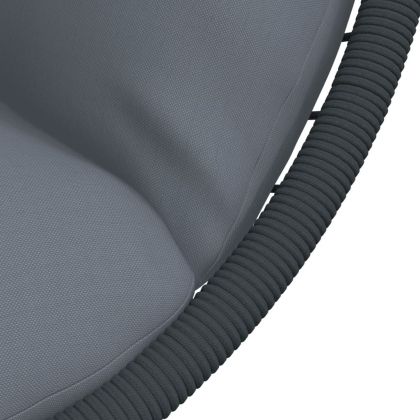 Висящ стол яйце със стойка, сив, ратан и стомана