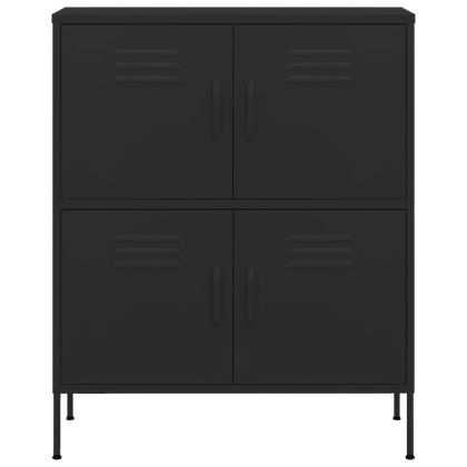 Шкаф за съхранение, черен, 80х35х101,5 см, стомана