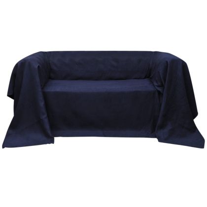130898 Micro-suede Couch Slipcover Navy Blue 140 x 210 cm