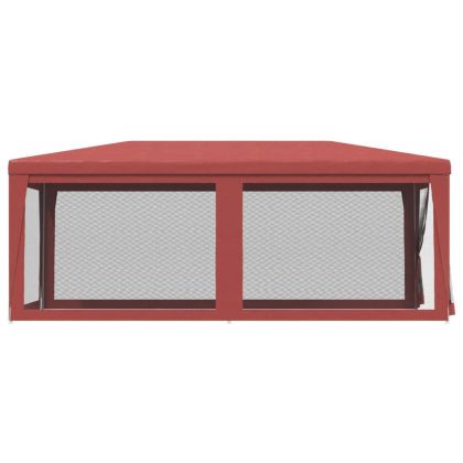 Парти палатка с 6 мрежести странични стени червена 3x6 м HDPE