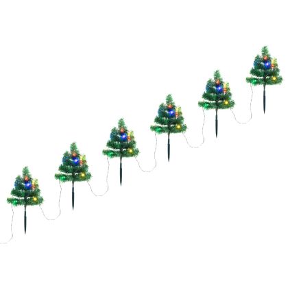 Коледни елхи за пътеки 6 бр с многоцветни LED 45 см PVC