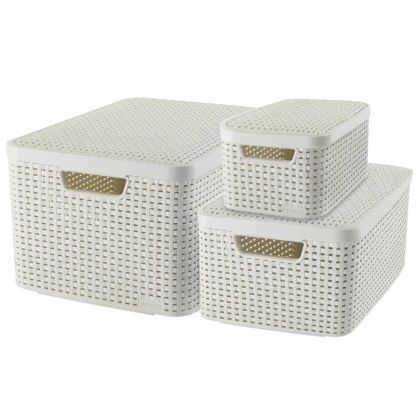 421844 Curver "Style" Storage Basket with Lid 3 pcs White 240652