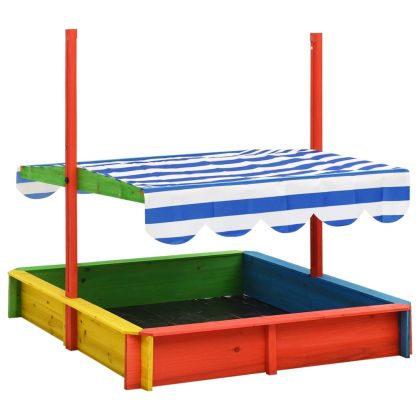 Пясъчник с регулируем покрив, чамова дървесина, пъстър, UV50