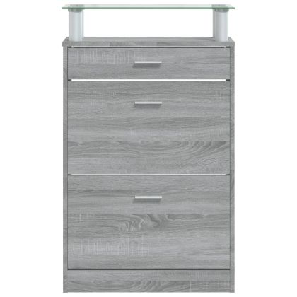 Шкаф за обувки, сив сонома, 63x24x104 см, инженерно дърво