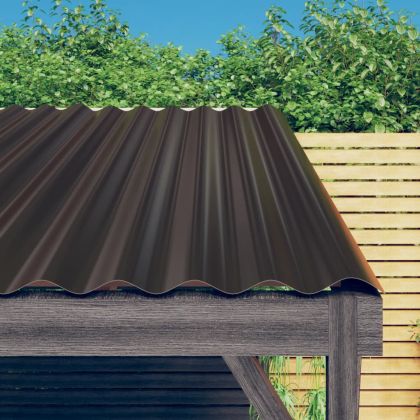 Покривни панели 12 бр прахово боядисана стомана кафяви 60x36см