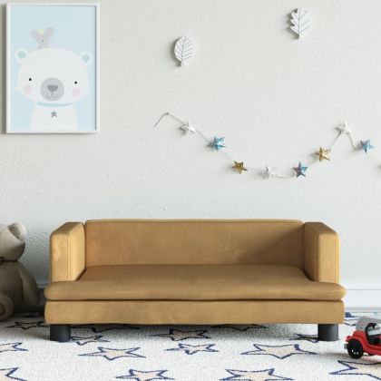 Детски диван, Кафяв, 80x45x30 см, кадифе