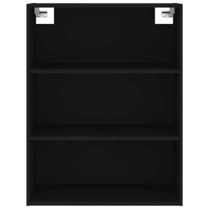 Висок шкаф, черен, 69,5x34x180 см, инженерно дърво