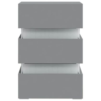 Нощно шкафче с LED, сиво, 45x35x67 см, инженерно дърво