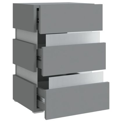 Нощно шкафче с LED, сиво, 45x35x67 см, инженерно дърво