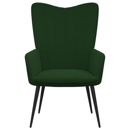 Релаксиращ стол, тъмнозелен, кадифе