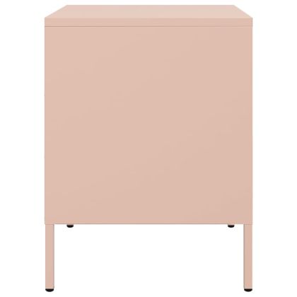 Нощни шкафчета, 2 бр, розови, 36x39x50,5 см, стомана