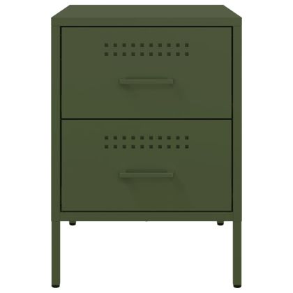 Нощно шкафче, маслиненозелено, 36x39x50,5 см, стомана