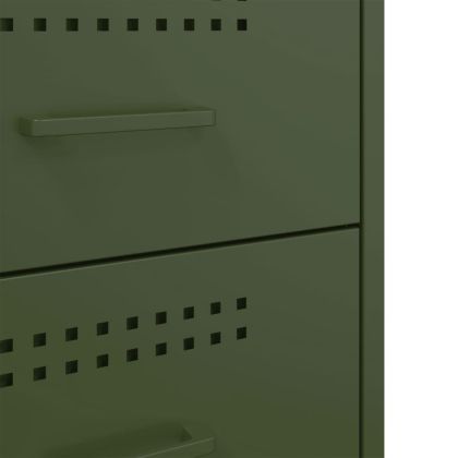 Нощно шкафче, маслиненозелено, 36x39x50,5 см, стомана