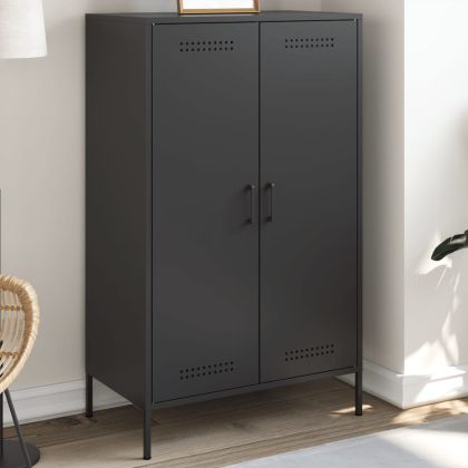 Висок шкаф, черен, 68x39x113 см, стомана
