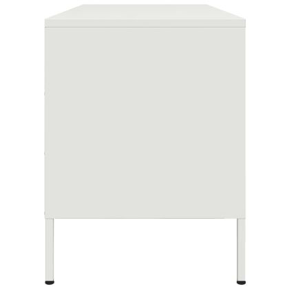 ТВ шкаф, бял, 100,5x39x50,5 см, стомана