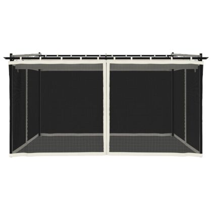 Беседка с мрежести стени, кремава, 4x3 м, стомана