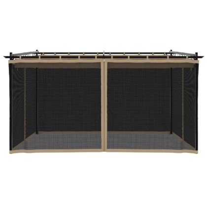 Беседка с мрежести стени, таупе, 4x3 м, стомана