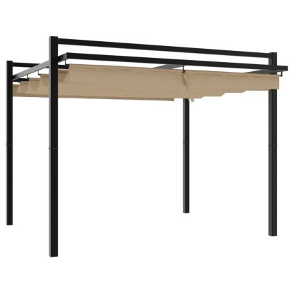 Градински навес с прибиращ се покрив, таупе, 3x3 м, алуминий