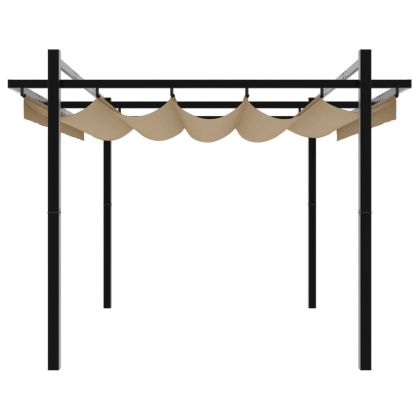 Градински навес с прибиращ се покрив, таупе, 3x3 м, алуминий