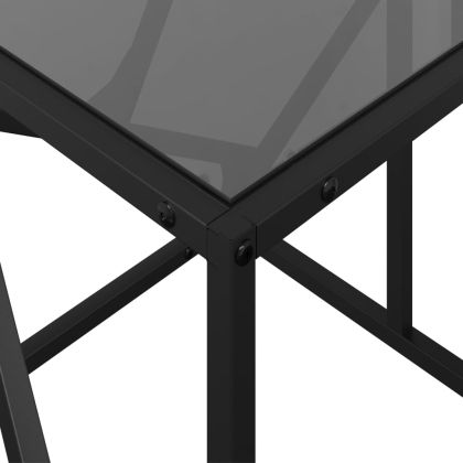 Маса за кафе с черен стъклен плот 98,5x50x41 см стомана