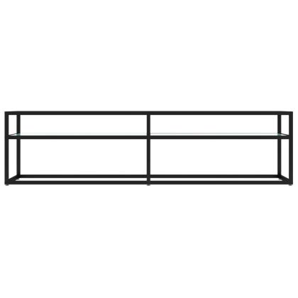 ТВ шкаф, бял мрамор, 160x40x40,5 см, закалено стъкло