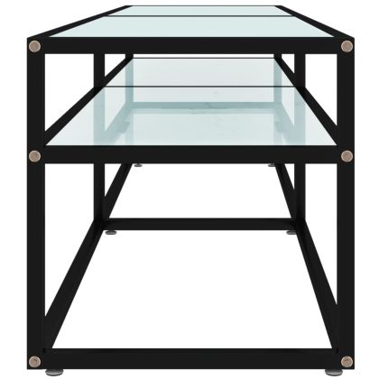 ТВ шкаф, бял мрамор, 160x40x40,5 см, закалено стъкло