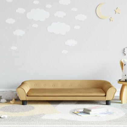Детски диван, кафяв, 100x50x26 см, кадифе