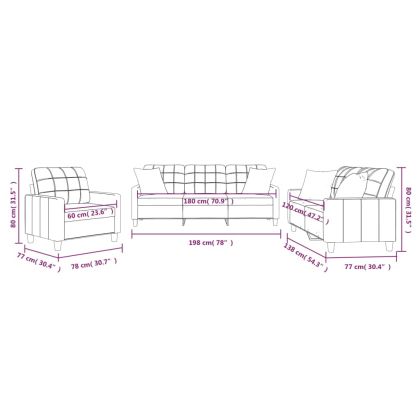 Комплект дивани 3 части с възглавници капучино изкуствена кожа