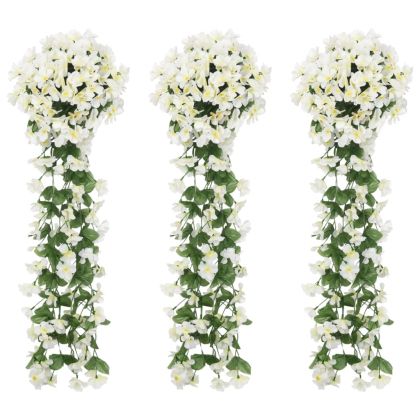 Гирлянди от изкуствени цветя 3 бр бели 85 см
