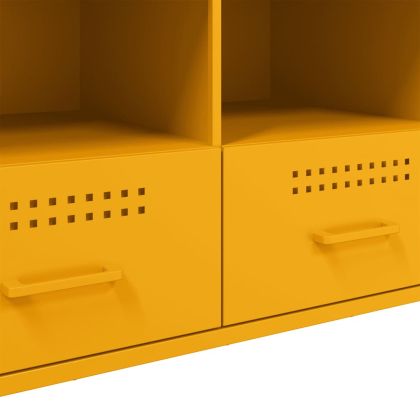 ТВ шкаф, горчица жълто, 100,5x39x50,5 см, стомана