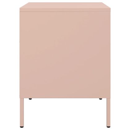 Нощни шкафчета, 2 бр, розови, 36x39x50,5 см, стомана