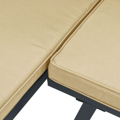 Комплект градински диван от 5 части с възглавници черен стомана