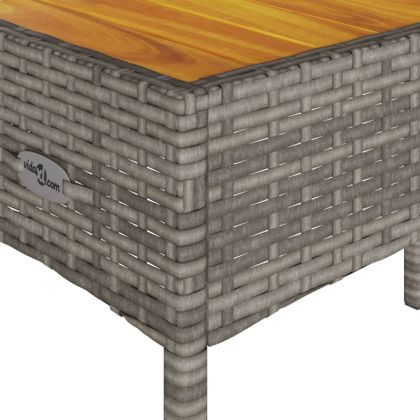 Градинска пейка 2-местна с възглавници и маса сив полиратан