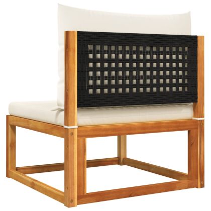 Комплект градински дивани, 8 части, с възглавници, дърво, акация и ратан