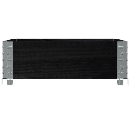 Градинска кашпа, черен, 80x60 см, борова дървесина масив