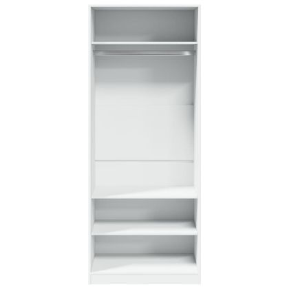 Гардероб, бял, 80x50x200 см, инженерно дърво