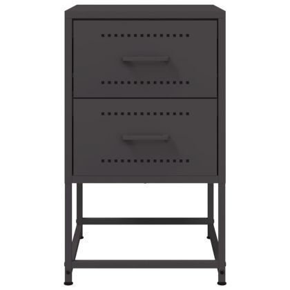 Нощни шкафчета 2 бр черен 36x39x60,5 см стомана