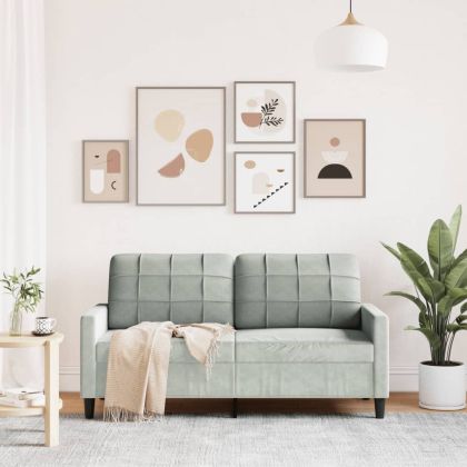 2-местен диван, светлосив, 140 см, кадифе